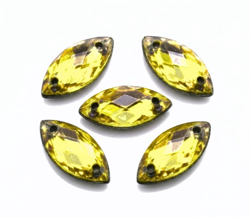 [10878] Gema acrílica elíptica 20x40mm dorado x 10 un.    