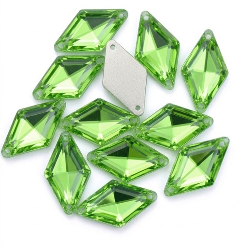 [10884] Gema acrílica rombo 17x28mm verde manzana x 10 un.   