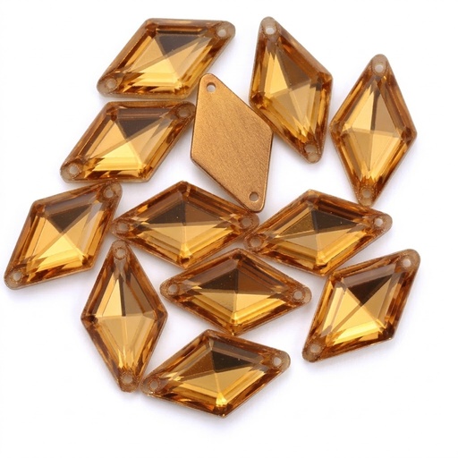 [10884] Gema acrílica rombo 17x28mm dorado x 10 un.    
