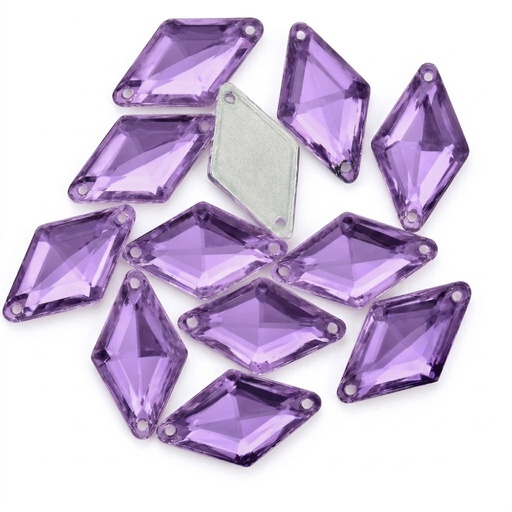 [10884] Gema acrílica rombo 17 x 28mm lila x 10 un.     