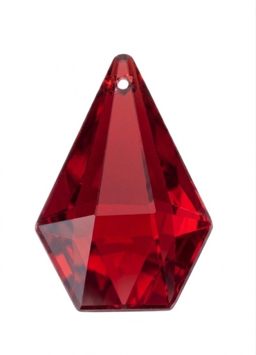 [10923] Gema acrílica gota hexagonal 28x20mm roja x 20 un. 