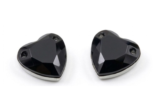 [10907] Gema acrílica corazón 14x14mm negra x 25 un.  
