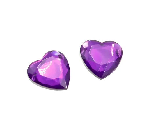 [10907] Gema acrílica corazón 14x14mm violeta x 25 un.  