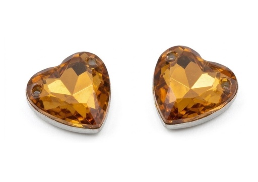 [10907] Gema acrílica corazón 14x14mm caramelo x 25 un.