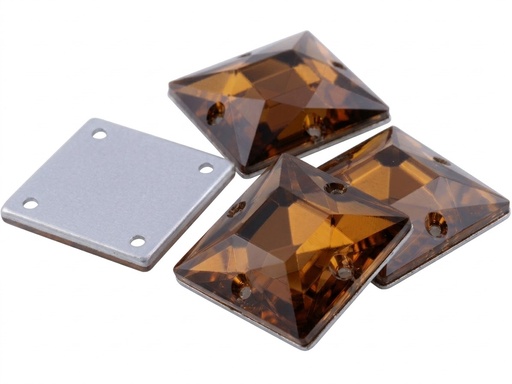 [10885] Gema acrílica cuadrada 25x25mm caramelo x 10 un.   