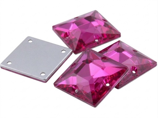 [10885] Gema acrílica cuadrada 25x25mm fucsia x 10 un.        