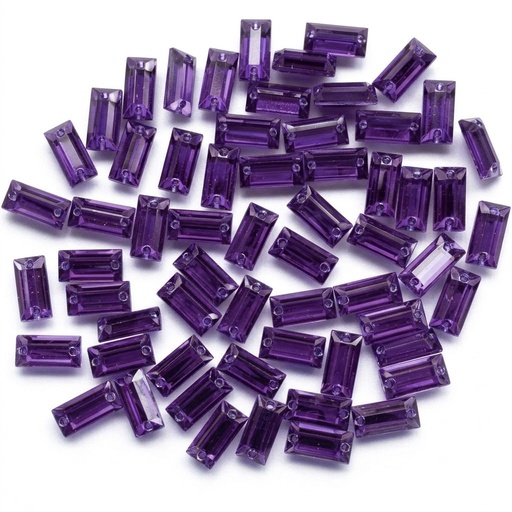 [10881] Gema acrílica rectangular 7x21mm violeta x 50 un.      