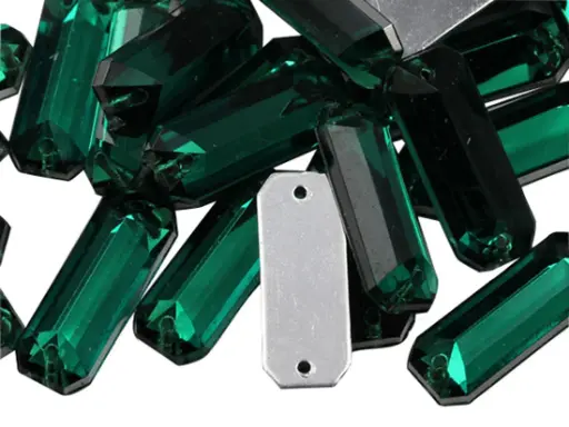 [10880] Gema acrílica rectangular 7x19mm verde x 50 un. 