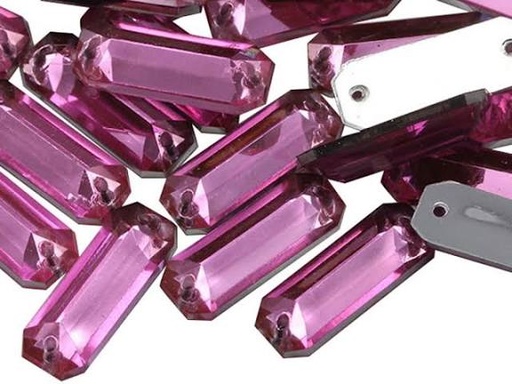 [10880] Gema acrílica rectangular 7x19mm rosa x 50 un.     