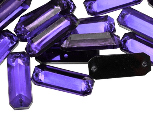 [10880] Gema acrílica rectangular 7x19mm lila x 50 un.      