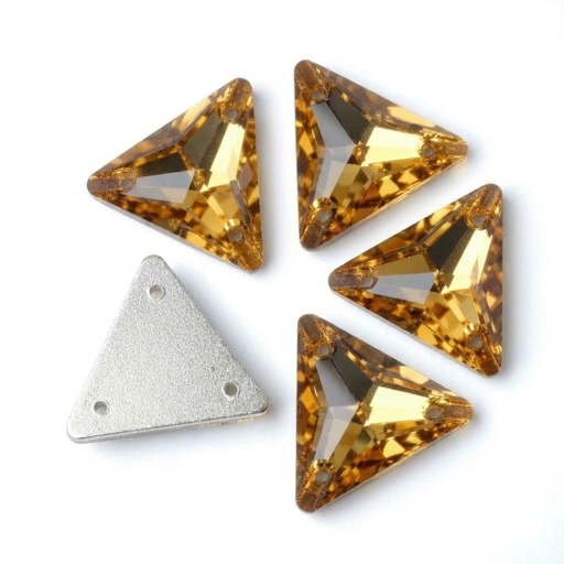 [10890] Gema acrílica triangular 15x15mm dorada x 30 un.    