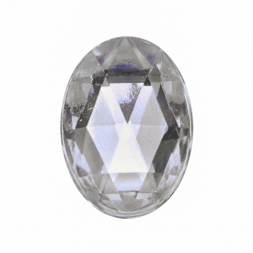 [10908] Gema acrílica oval 30x40mm plateada x 5un. 