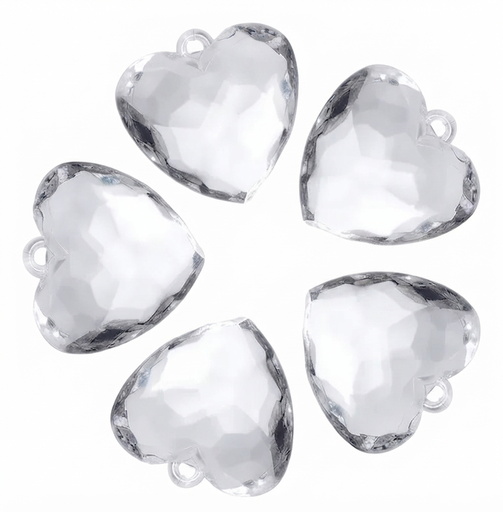 [10426] Cairel acrílico transparente dije corazón  x 20gr. 