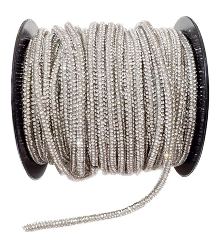 [10035] Cordón strass 4mm plateado x 1 mt.  