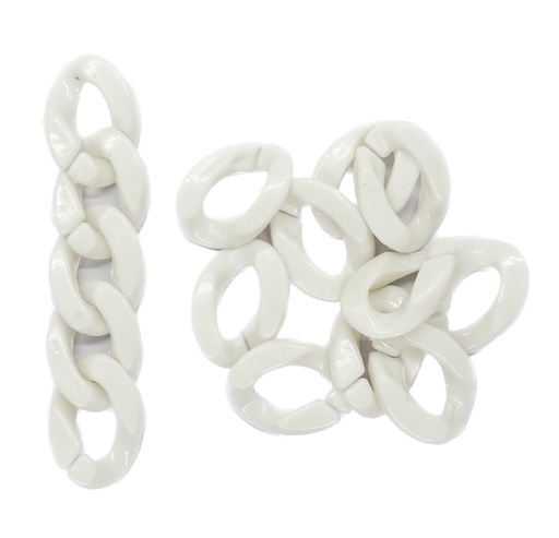 [10737] Eslabón acrílico 13mm blanco n°2 x 20gr.