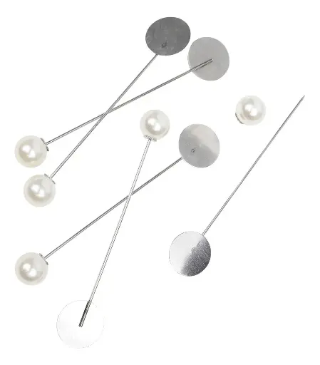 [10083] Pin solapero prendedor c/perla 76+12mm niquel x 5un. 