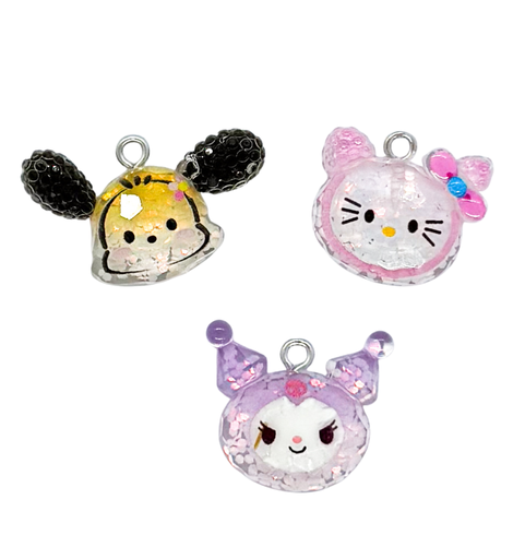 [12349] Dije c/pitón glitter cabeza Kuromi x 1un  