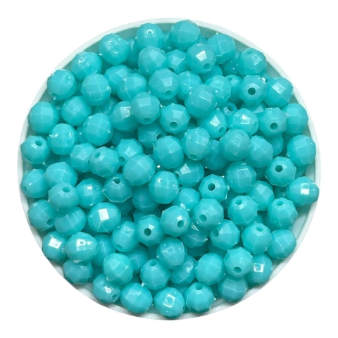 [10299] Bolita acrílica facetada verde agua opaco 8mm x 10g 