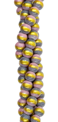 [10136] Vidrio bolita c/dorado 4mm x tira #1