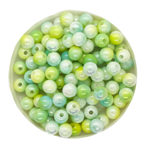 [10941] Perla plástica marmolada 6mm verde x 10g