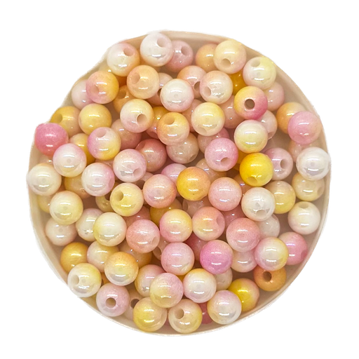 [10941] Perla plástica marmolada 6mm naranja x 10g