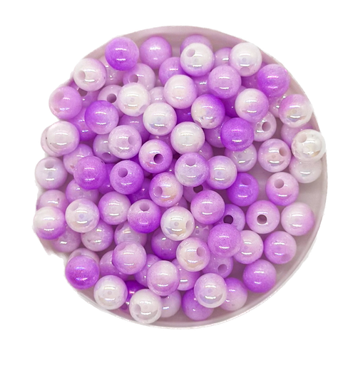 [10941] Perla plástica marmolada 6mm violeta x 10g 