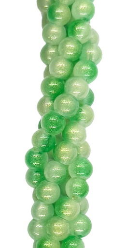 [10137] Vidrio bicolor bolita 6mm verde x tira 