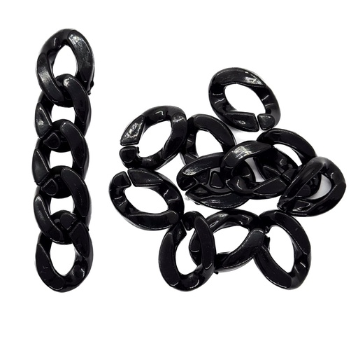 [10737] Eslabón acrílico 13mm negro x 20gr.  
