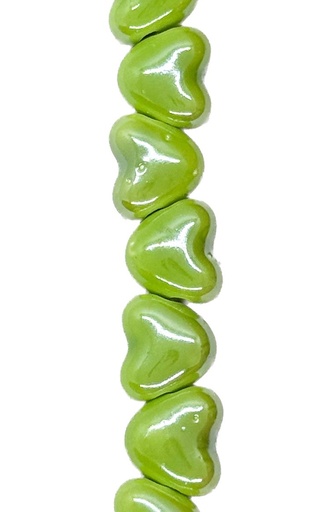[10265] Cerámica 10mm corazón verde x 10un