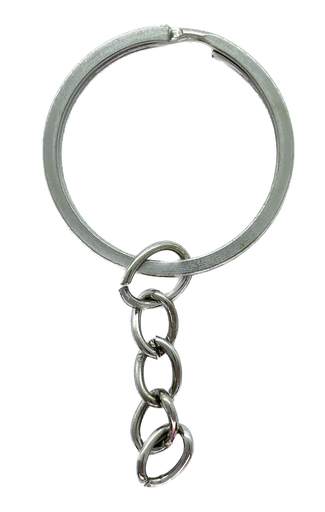 Argolla de llavero plana con cadena níquel 30mm 