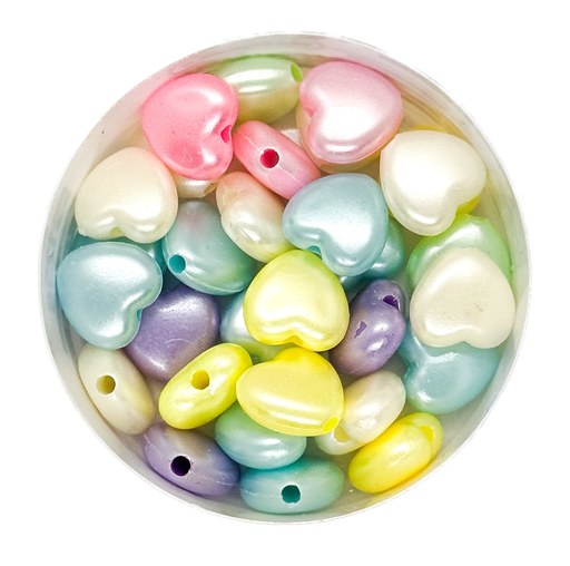 [10308]  Plástico infantil pastel perlado corazón 10mm x 10gr.  