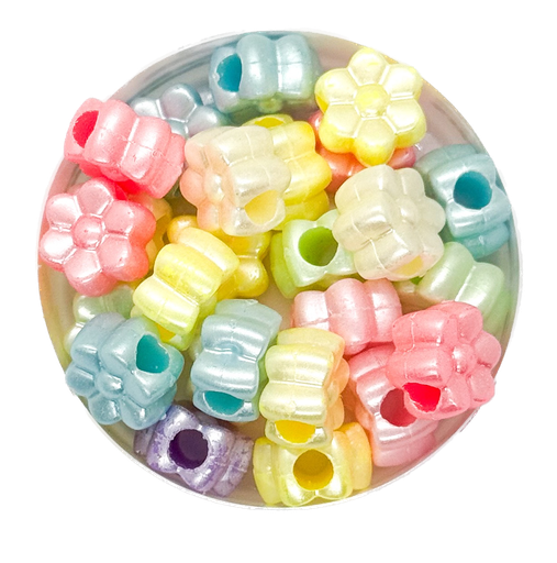 [10308]  Plástico infantil pastel perlado flor 10mm x 10gr.   