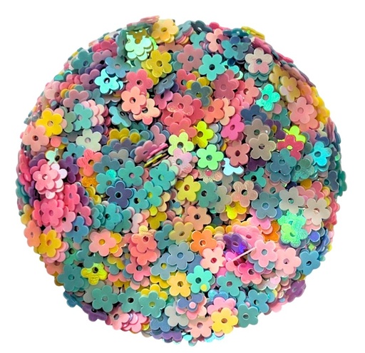 [11114] Mini lentejuela flor multicolor pastel x 10gr 