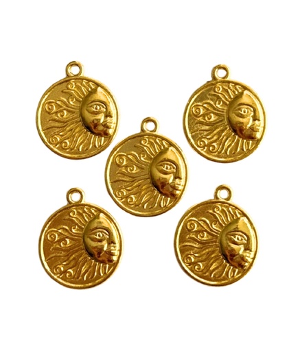 [12384] Dije metálico sol dorado x 5 un