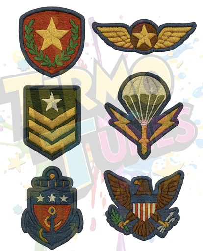 [10456] Transfer DTF simil bordado militar x 1 hoja  