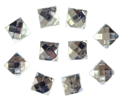 [10808] Gemas termopegables plateadas cuadrada 10x10mm x 10un 