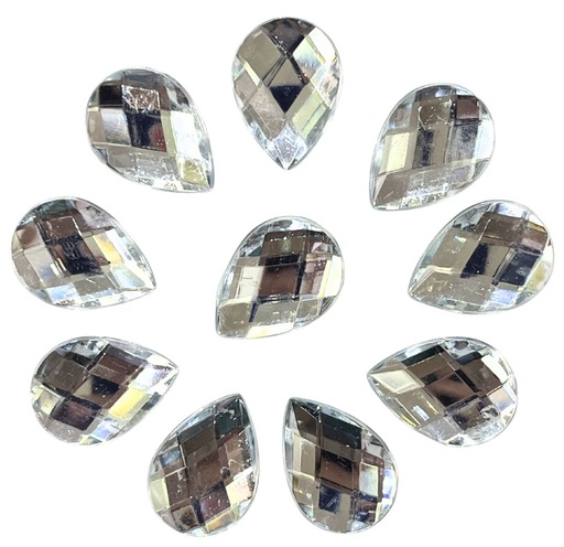 [10808] Gemas termopegables plateadas gota 13x18mm x 10un  