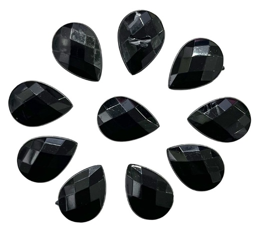 [10908] Gemas termopegables negra gota 13x18mm x 10un    