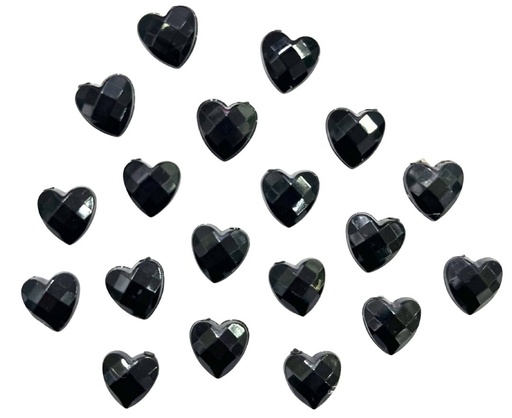 [10809] Gemas termopegables negra corazón 10mm x 20un  