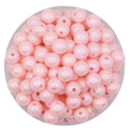 [12573] Bolitas Plásticas AB rosa bebe 6mm lisa x 10gr  
