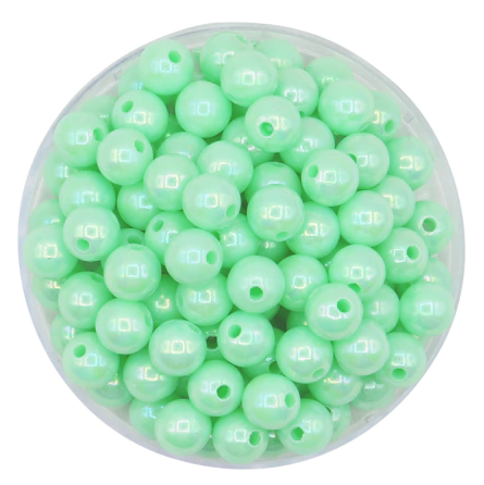 [12573] Bolitas Plásticas AB verde manzana 6mm lisa x 500gr  