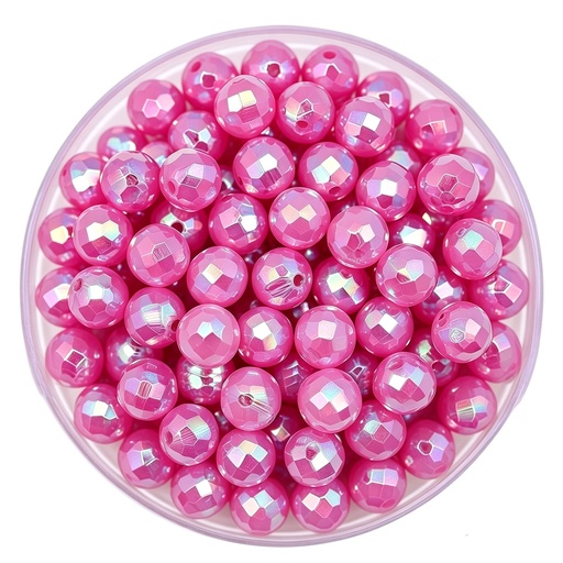 [12574] Bolitas Plásticas AB rosa 6mm facetada x 10gr 