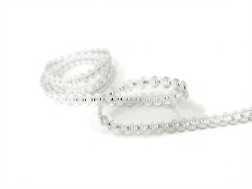 [12967] Galón blanco con cinta plateada 8mm x 1mt. 