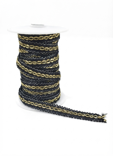 [12968] Galón negro con dorado 10mm x 1mt.   