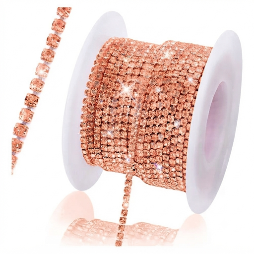 [13923] Strass cristal SS16 continuo Salmón base color x 1 mt. 