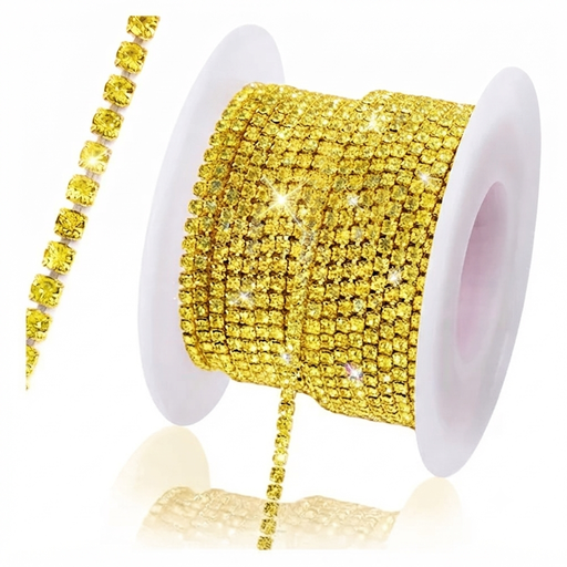 [13923] Strass cristal SS16 continuo Amarillo base color x 10ydas.  