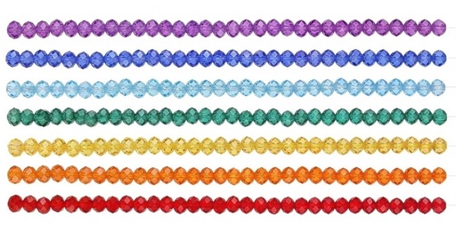 [10817] Cristal de roca 6mm 7 chackras transparentes x 7 tiras