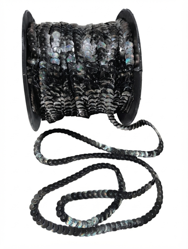 [12045] Hilo de lentejuela metal cube 6mm negra x 1mt.
