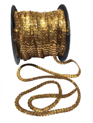 [12045] Hilo de lentejuela laser cube 6mm dorado x 1mt. 