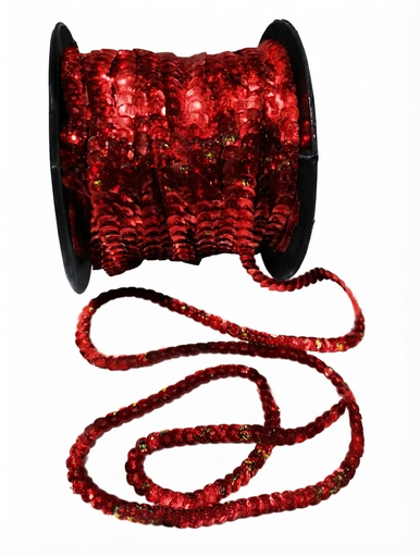 [12045] Hilo de lentejuela laser cube 6mm roja x 1mt.  